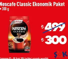 NESCAFE CLASSİC EKONOMİK PAKET KAHVE 300 G fiyat ve kampanya bilgisi